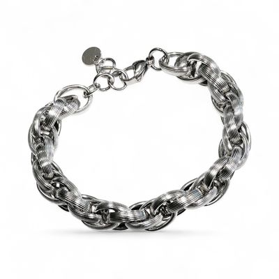 Bracciale acciaio catena larga regolabile