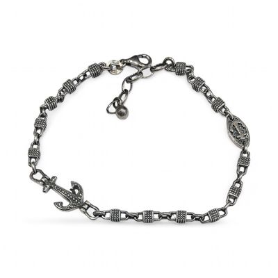 Bracciale argento 925 ancora bronzato regolabile