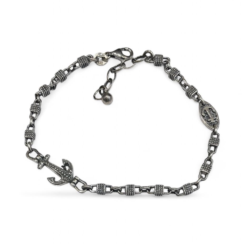 Bracciale argento 925 ancora bronzato regolabile