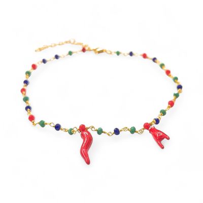 Bracciale Perline corna e corno acciaio