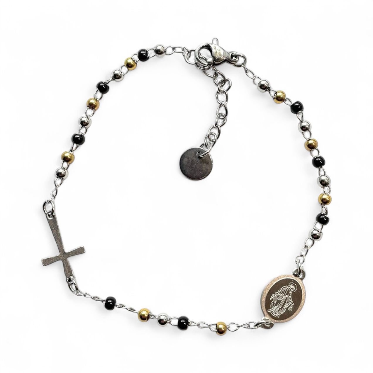 Bracciale Rosario religione cattolica tre colori sfere 3mm