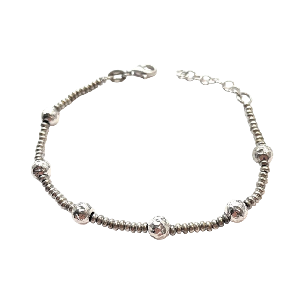 Bracciale argento 925 sfere regolabile