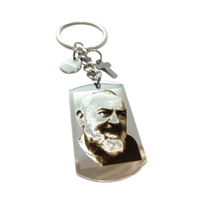 Portachiavi acciaio Padre pio