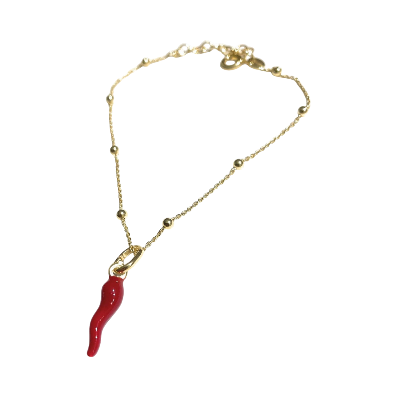 Bracciale catena acciaio corno rosso