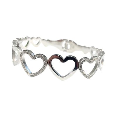 Bracciale acciaio cuore zirconi