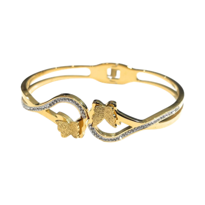 Bracciale acciaio farfalle zirconi