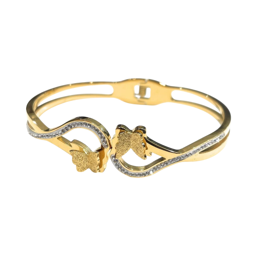 Bracciale acciaio farfalle zirconi