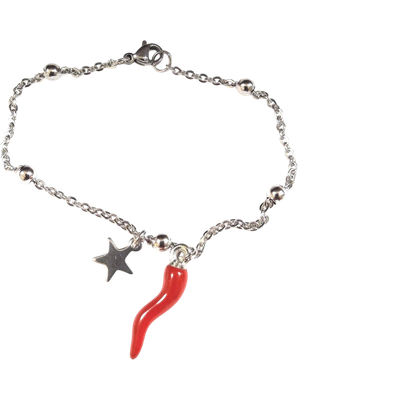 Bracciale catena acciaio corno e stella