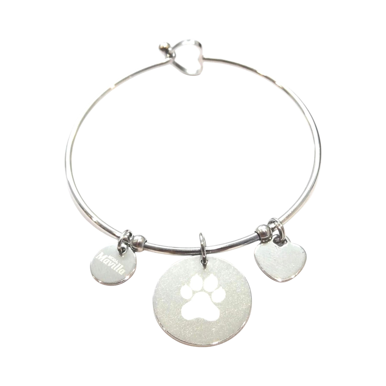 Bracciale rigido zampa cane acciaio