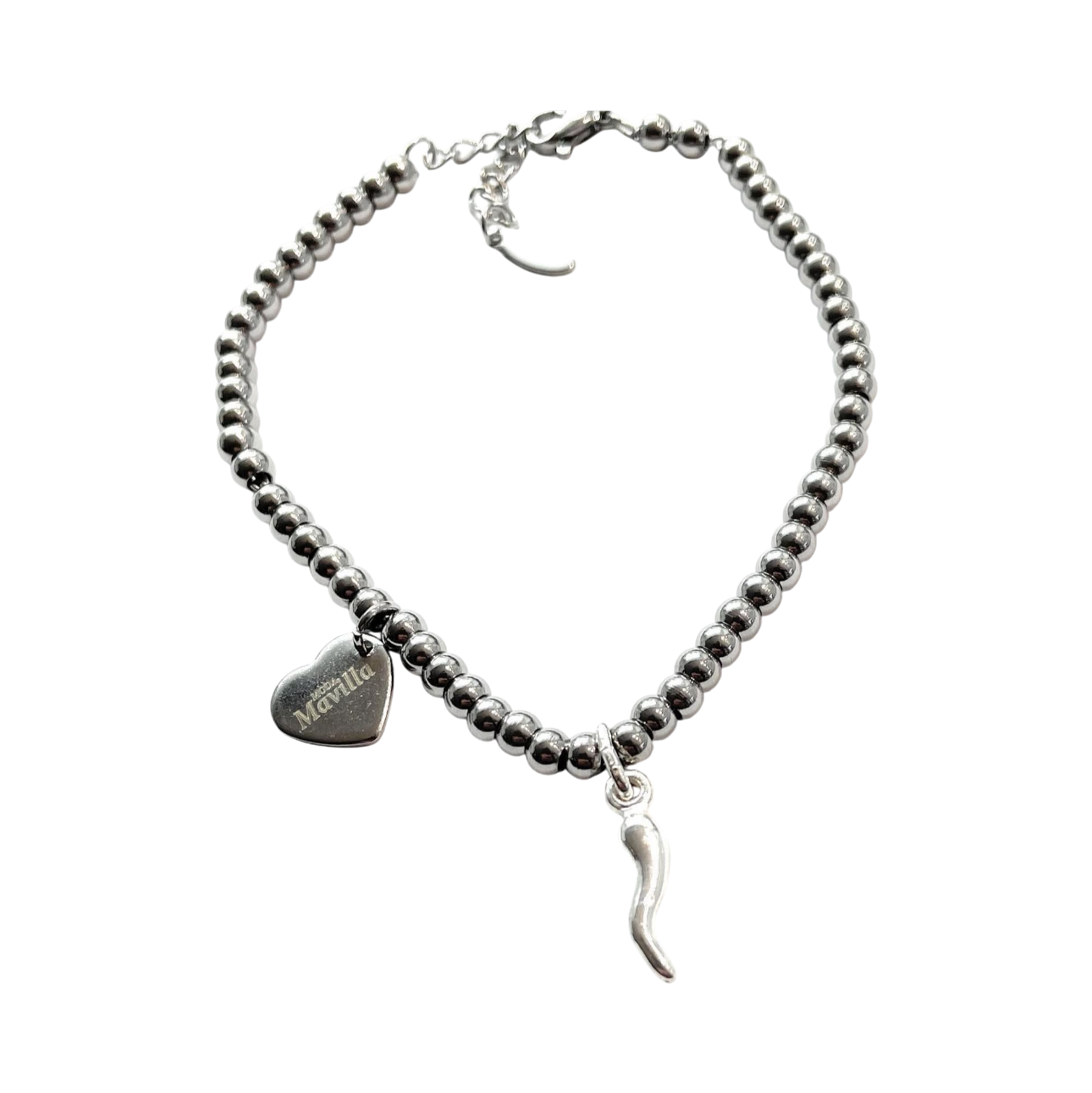 Bracciale sfere acciaio corno