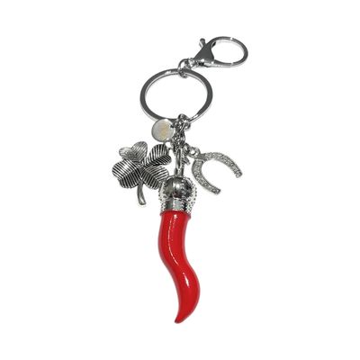 portachiave acciaio corno xl portafortuna quadrifoglio ciampa cavallo