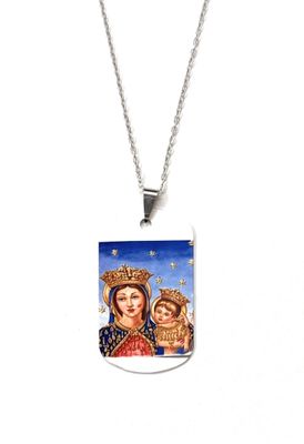 Collana acciaio Madonna Dell&#39;arco a colori