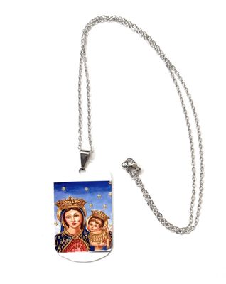 Collana acciaio Madonna Dell&#39;arco a colori