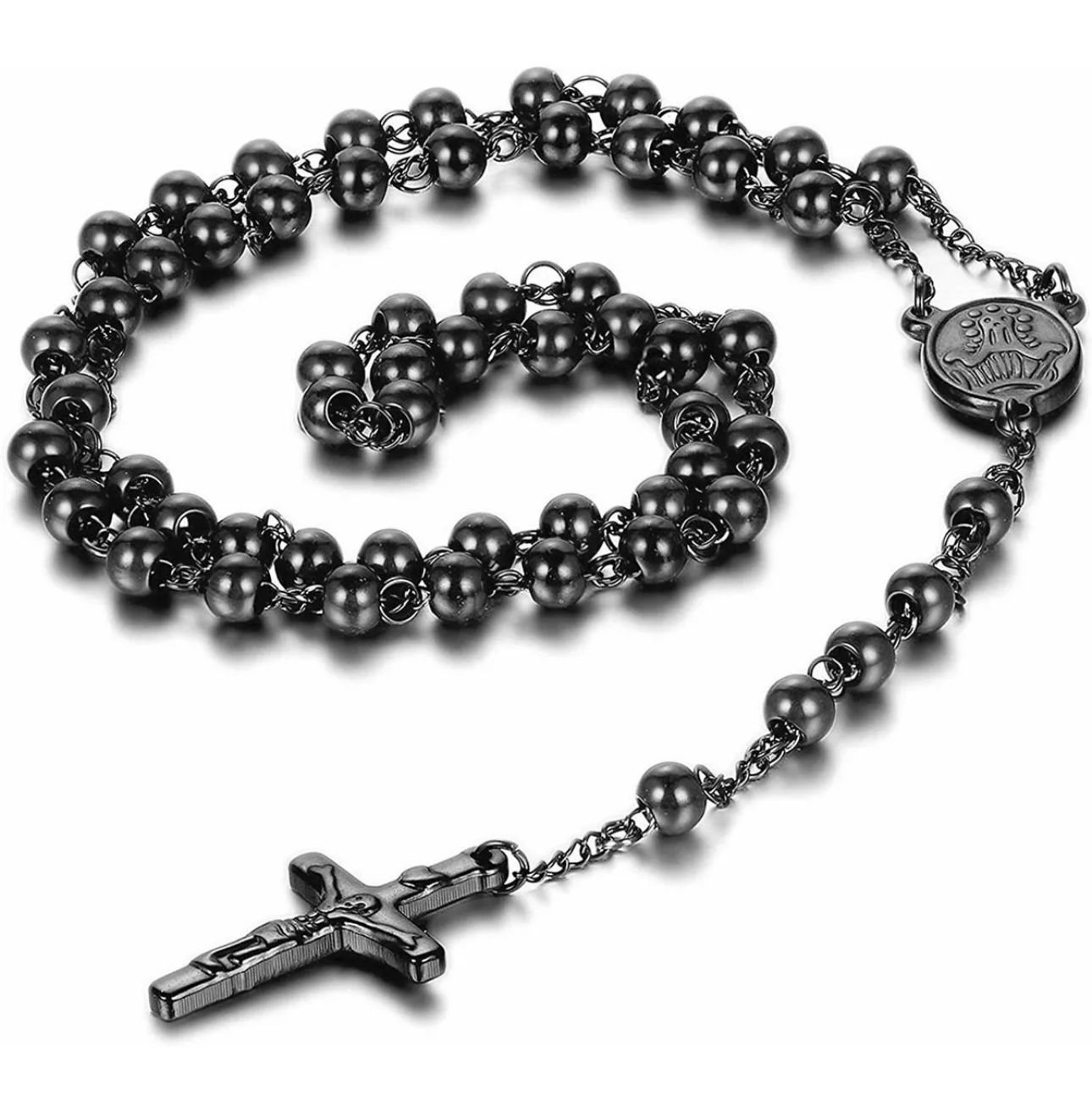 Rosario nero religione cattolica sfere 6mm