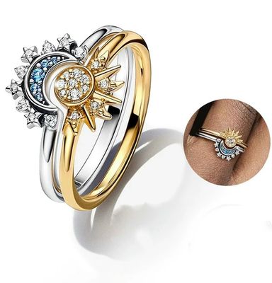 Anello coppia regolabile sole luna acciaio