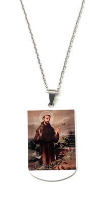 Collana acciaio San Francesco d&#39;Assisi colori
