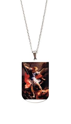 Collana acciaio San Michele Arcangelo colori