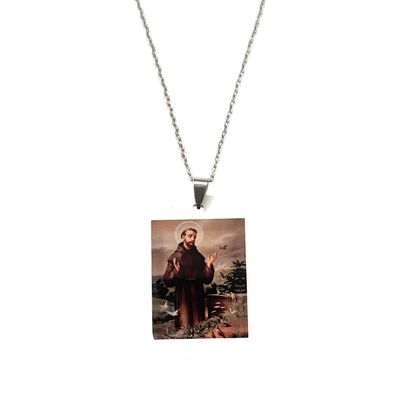 Collana acciaio San Francesco d&#39;Assisi colori