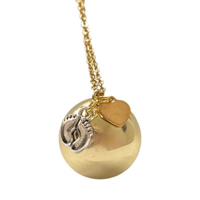 Collana dorata sfera sonora Piedini Gravidanza