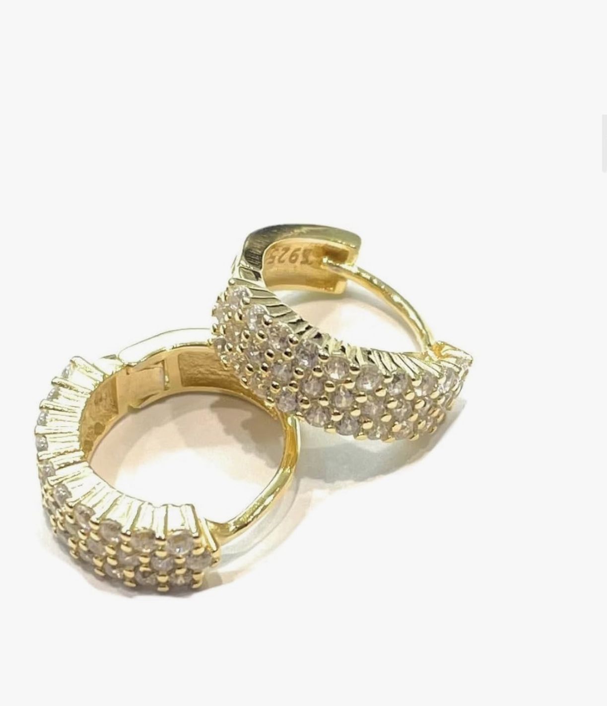 Orecchini 2cm dorato argento 925 zirconi bianchi