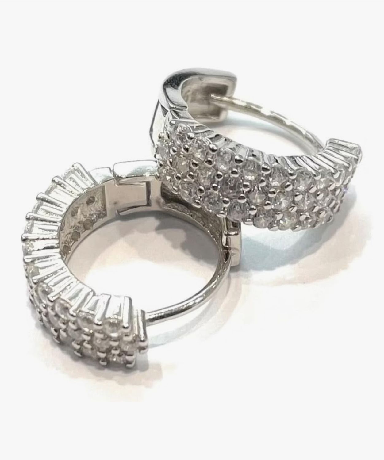 Orecchini 2cm argento 925 zirconi bianchi