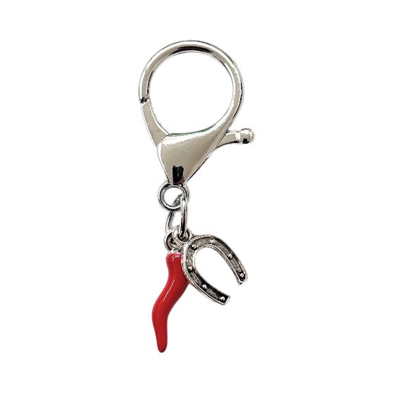 Ciondolo corno e ciampa cavallo acciaio confezione regalo inclusa