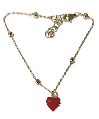 Bracciale dorato acciaio cuore rosso regolabile