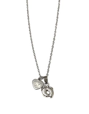 Collana piedini e cuore acciaio regolabile