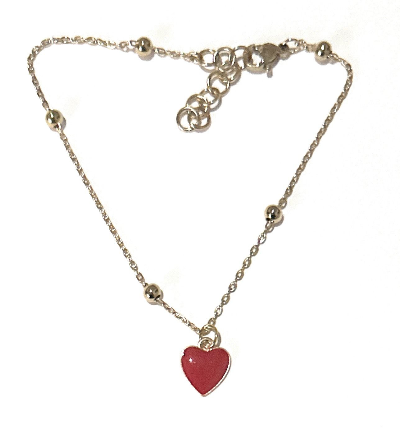 Bracciale dorato acciaio cuore rosso regolabile