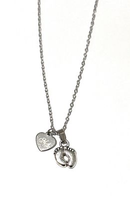 Collana piedini e cuore acciaio regolabile