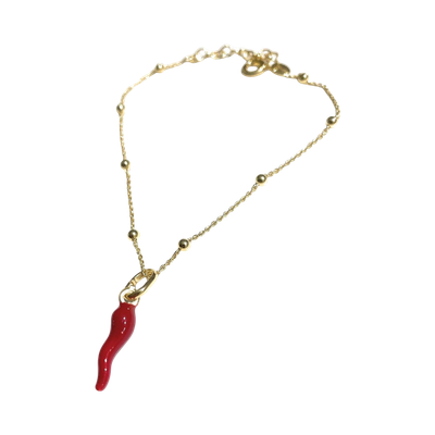 Bracciale catena acciaio corno rosso