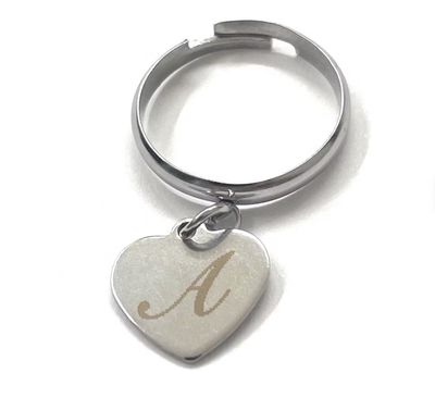 Anello regolabile Iniziale incisione personalizzata acciaio