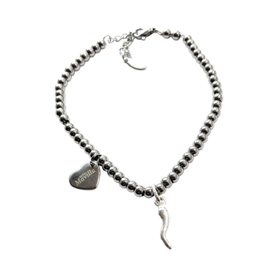 Bracciale sfere acciaio corno