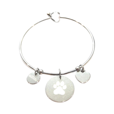 Bracciale rigido zampa cane acciaio
