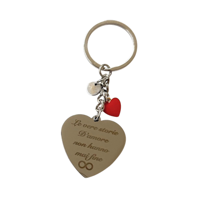 Portachiavi dedica innamorati incisione acciaio
