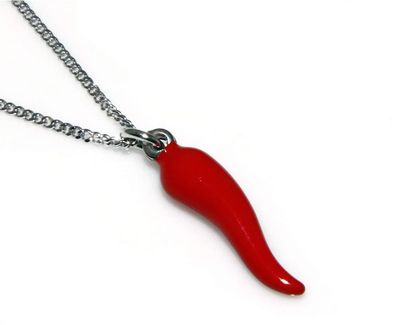 Collana acciaio corno portafortuna