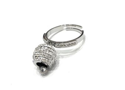 Anello Banda Acciaio campanella con strass regolabile