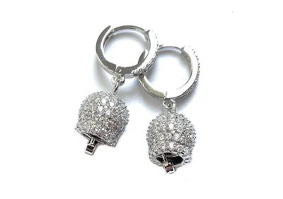 Orecchini a cerchio da ø 15 mm Campanella semizirconati acciaio chiusura a scattino