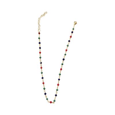 Collana perline colorate acciaio regolabile