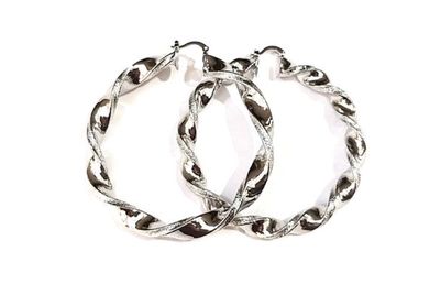 Orecchino donna Acciaio Cerchio intrecciato Bombato