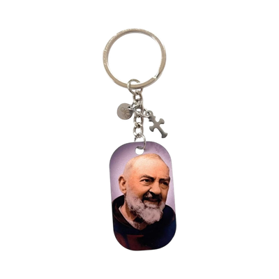 Portachiavi acciaio Padre pio a colore