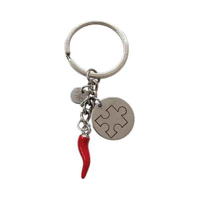 Portachiavi pazol corno rosso Scaramantico acciaio