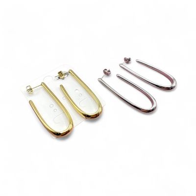 Orecchini lunghi chiusura a lobo in acciaio