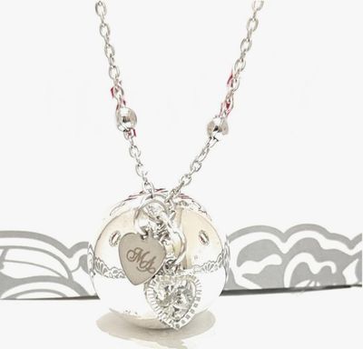 Collana sfera liscia sonora Pendolo punto luce cuore Gravidanza