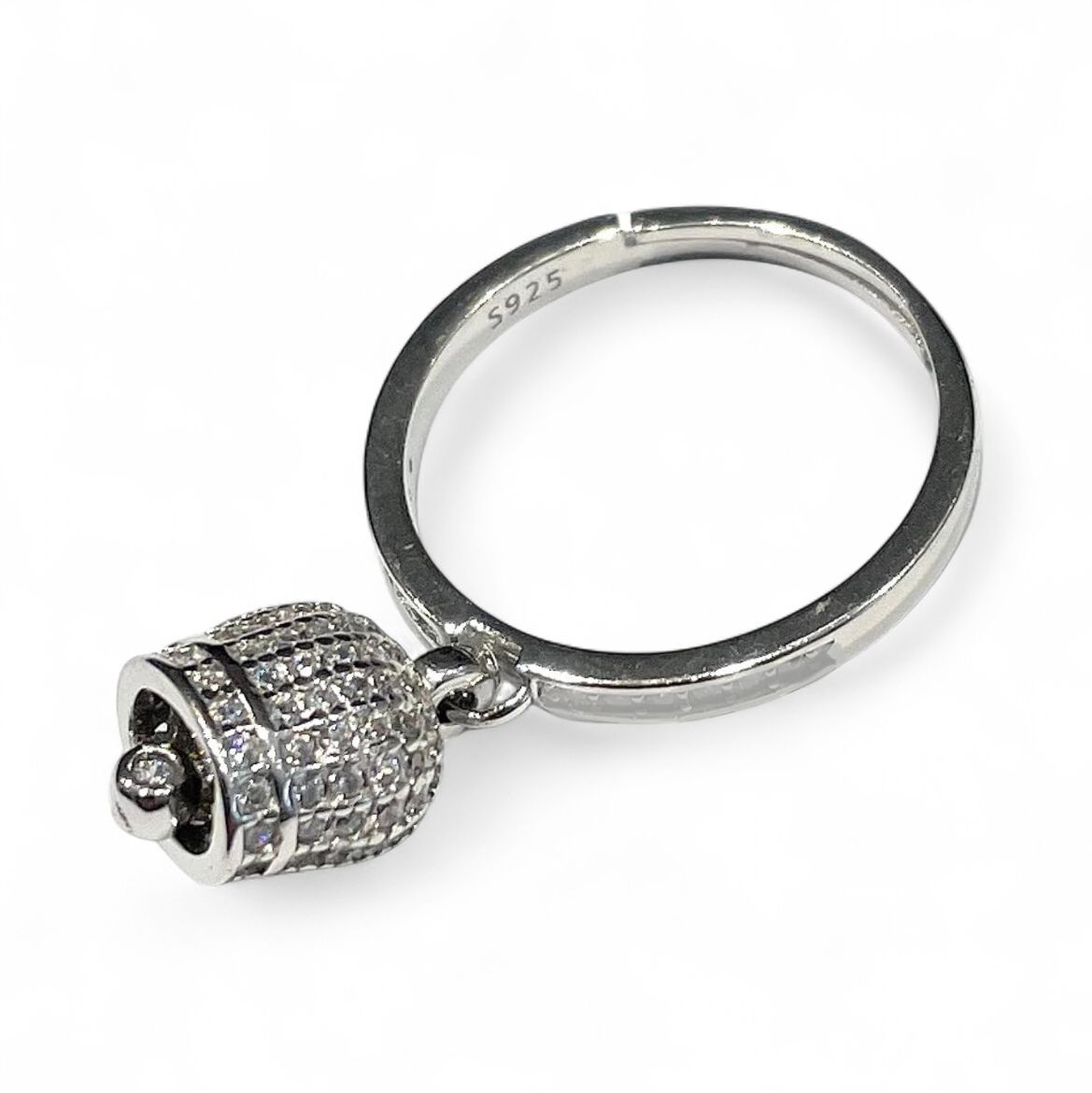 Anello regolabile campanella placcato oro bianco argento 925‰