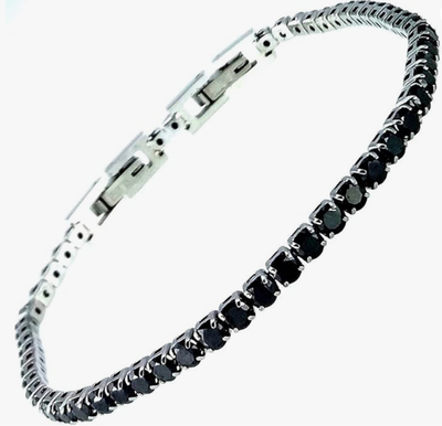 Bracciale tennis Nero spessore 3 MM cristalli acciaio