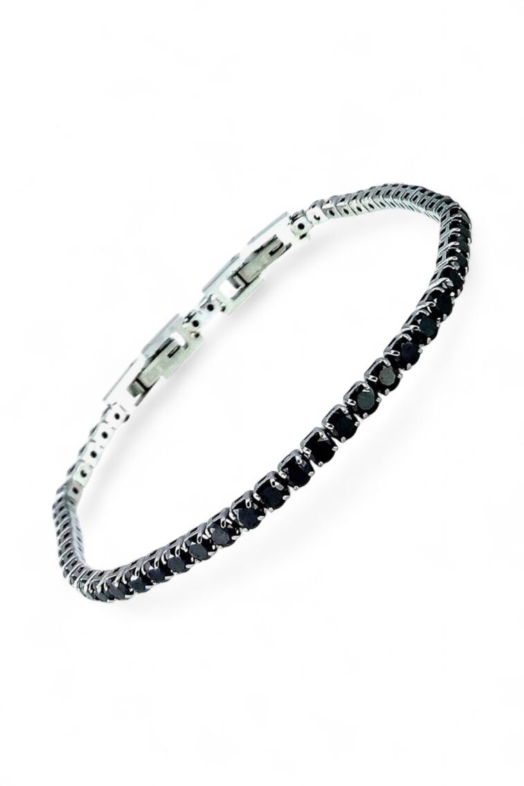 Bracciale tennis Nero spessore 3 MM cristalli acciaio