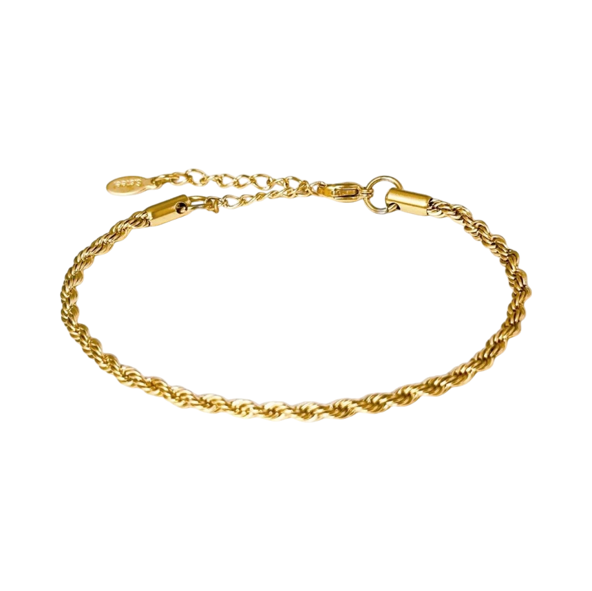 Bracciale dorato intrecciato 3mm acciaio misura regolabile