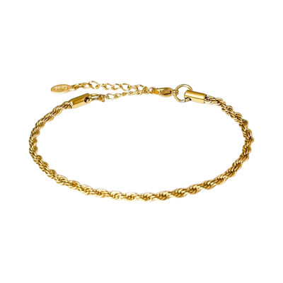 Bracciale dorato intrecciato 3mm acciaio misura regolabile