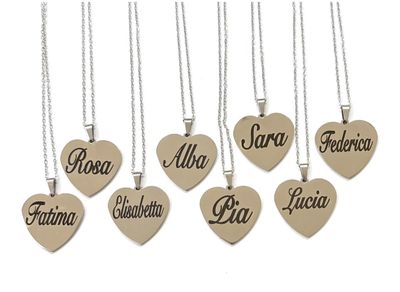 Collana Personalizzata cuori Nomi acciaio Collana Personalizzata cuori Nomi acciaio